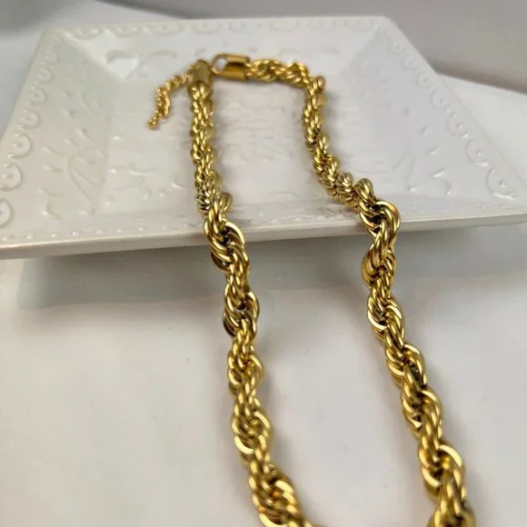 Thick Chain Necklace Gold Thick Choker Necklace Chunky Chain Twisted Necklace - Picture 8 of 13